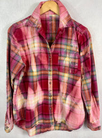 Vintage Red, Pink, White and Yellow Flannel Size Small
