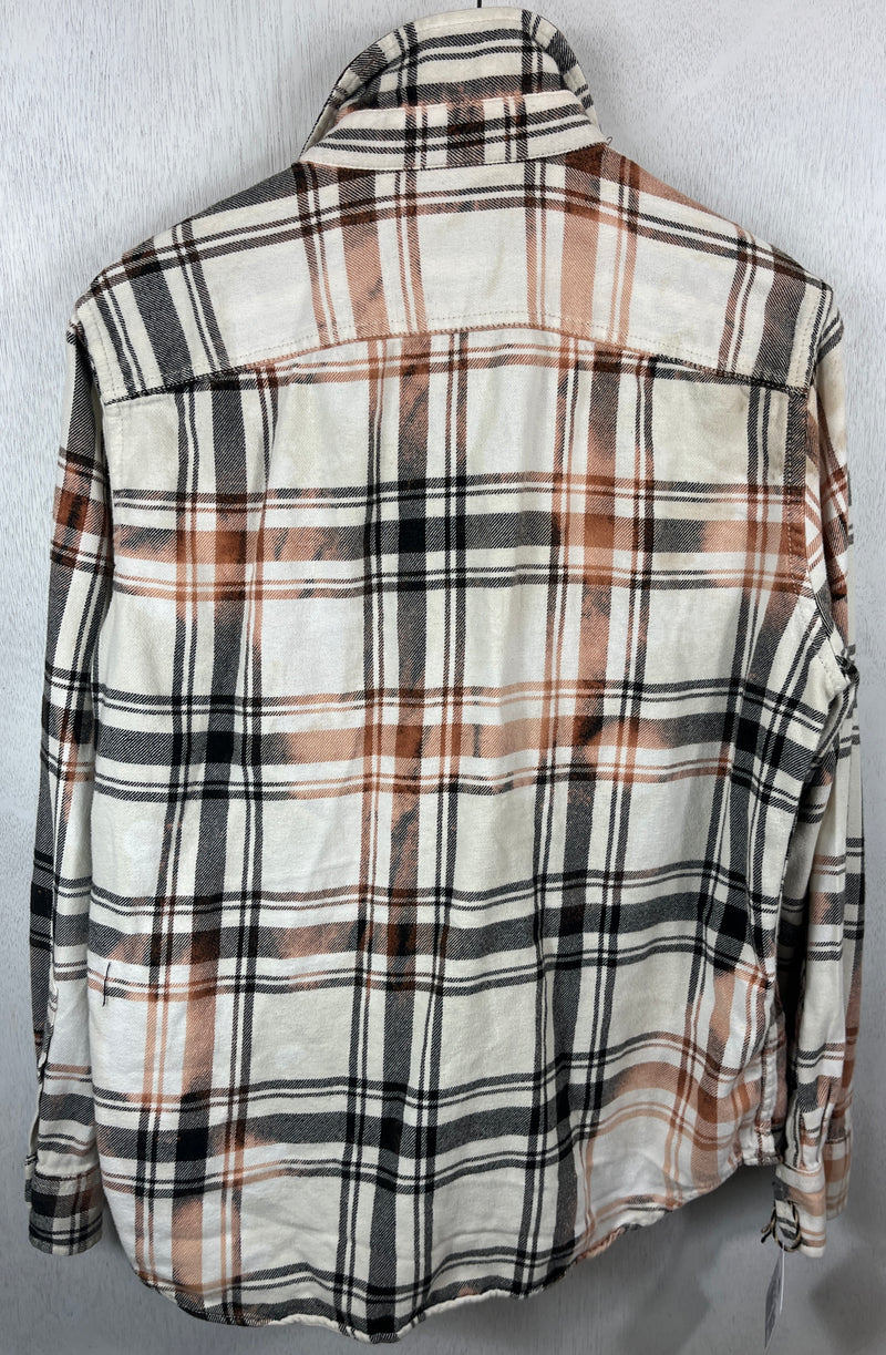 Vintage White, Black and Rust Flannel Size Small