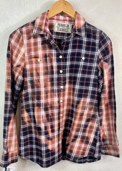 Vintage Navy, Dusty Rose, White and Purple Flannel Size Small