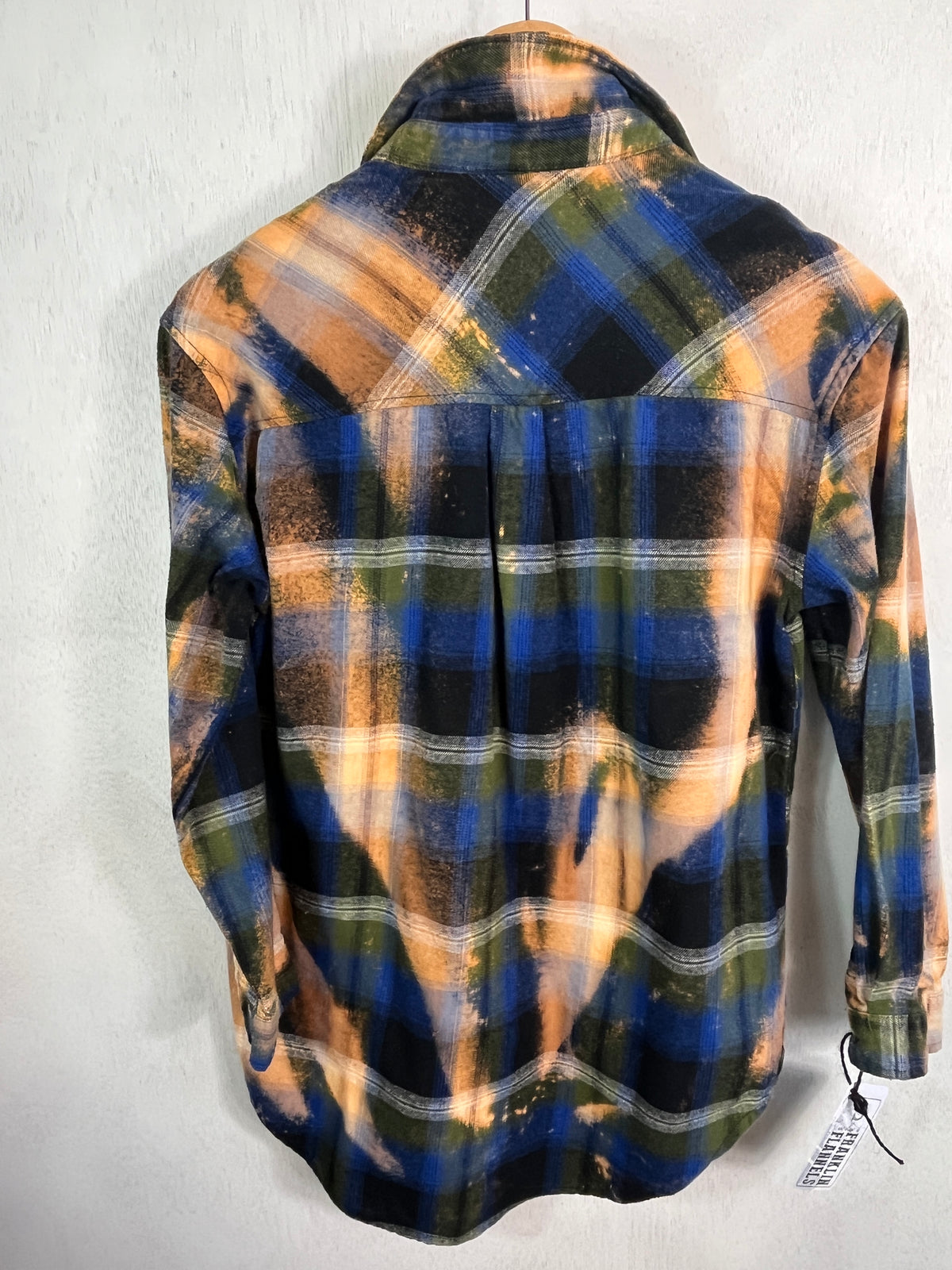 Vintage Royal Blue, Green, Gold and White Flannel Size Small