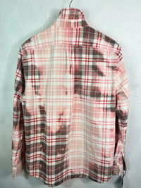 Vintage Pink, Grey, White and Cherry Flannel Size Medium