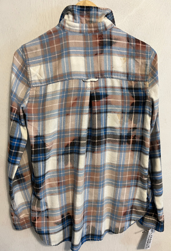 Vintage Blue, White and Brown Flannel Size Small