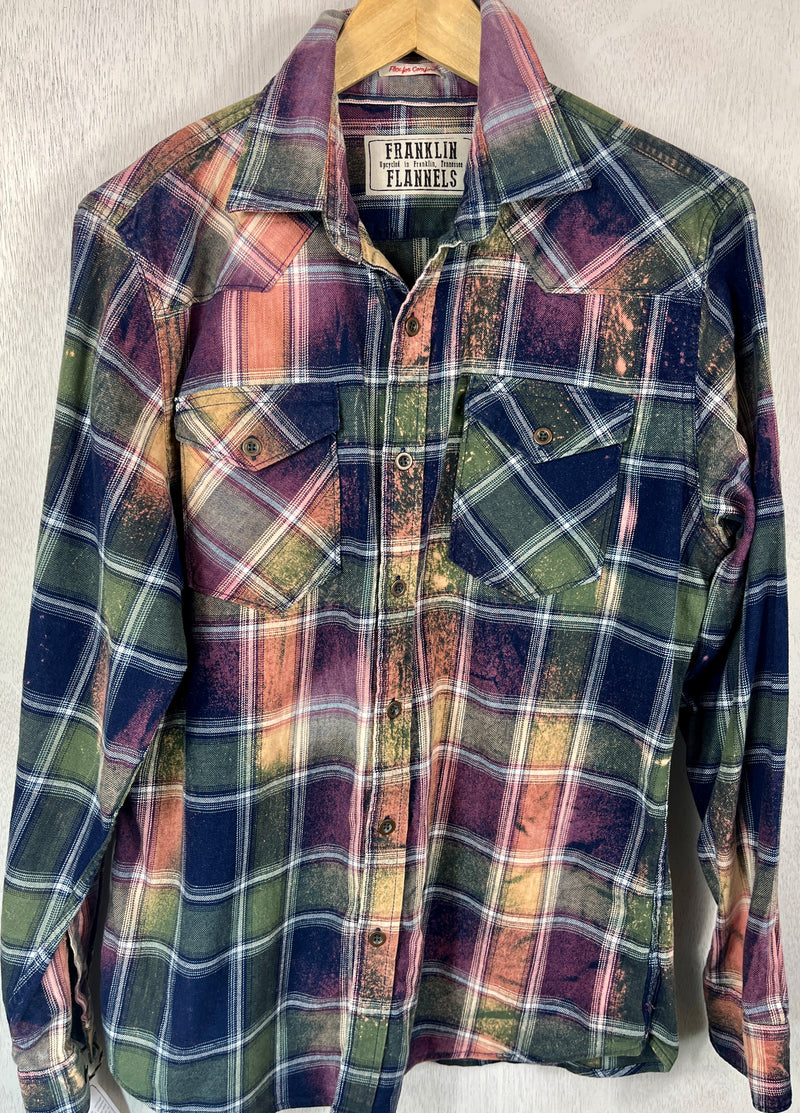 Vintage Plum, Army Green, Navy and White Flannel Size Medium