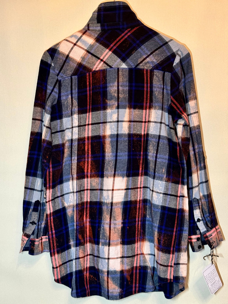 Vintage Navy and Royal Blue, White and Rust Flannel Tunic Size Small