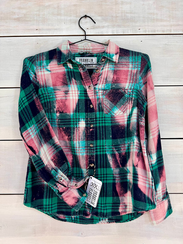 Vintage green, navy, and pink flannel size XXS