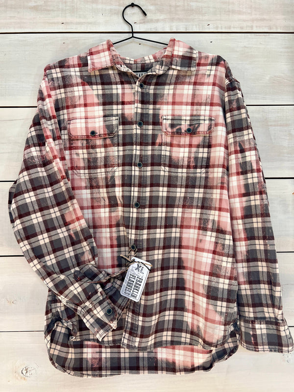 Vintage gray, brown, beige, and pink flannel size XL