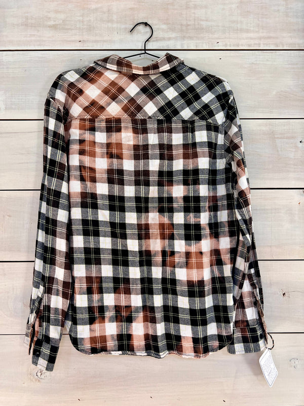 Vintage black, white, yellow, orange flannel size Large