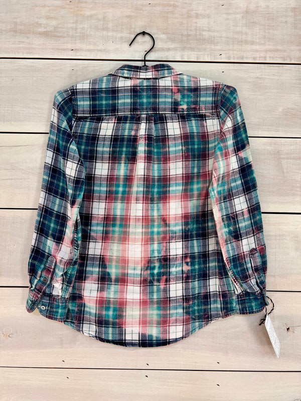 Vintage teal, green, navy, and off-white flannel size XS