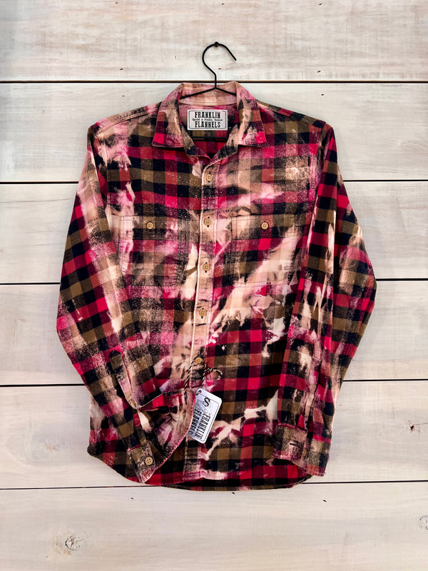 Vintage Red, army green, and pink flannel size small