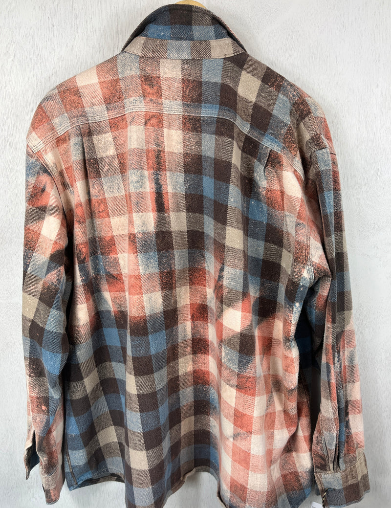 Vintage Blue, Dusty Rose, Cream and Grey Flannel Size XL
