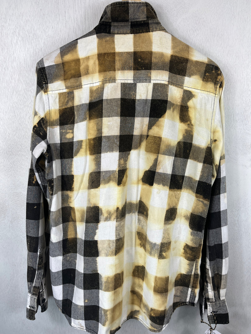 Vintage Black, White and Gold Flannel Size Large