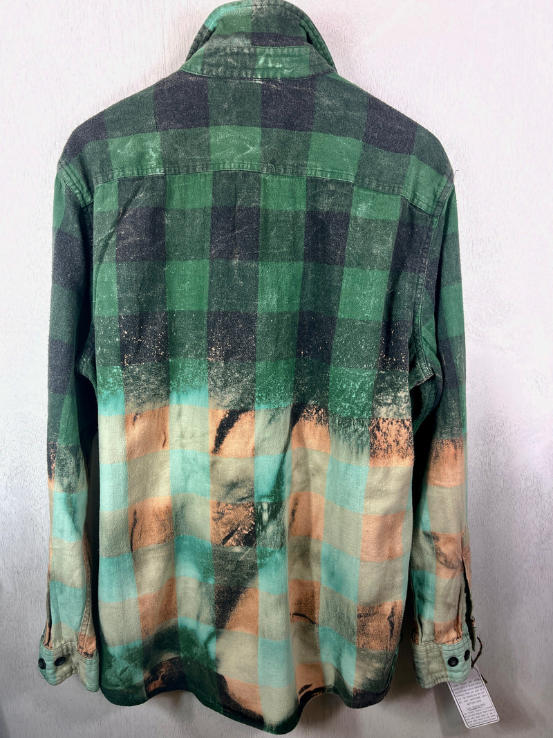 Vintage Green, Black and Turquoise Flannel Size XL