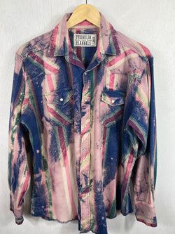 Vintage Western Style Pink, Blue and Green Flannel Size Large