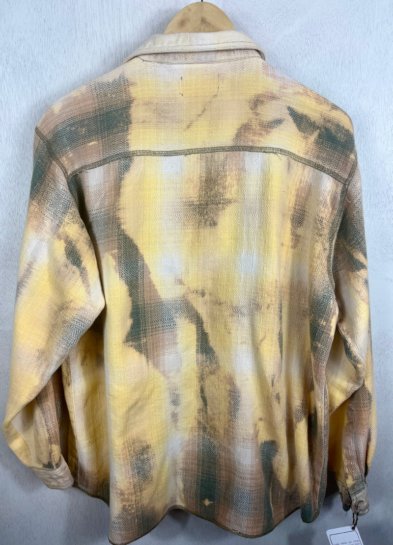 Vintage Light Yellow, Grey and Camel Flannel Jacket Size Medium