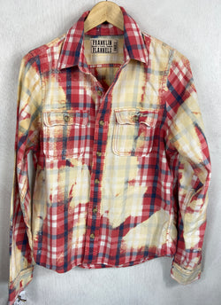 Vitnage Cherry Red, Light Yellow and Blue Flannel Size Small