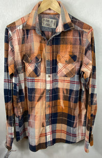 Vintage Navy Blue, Rust and White Flannel Size Small