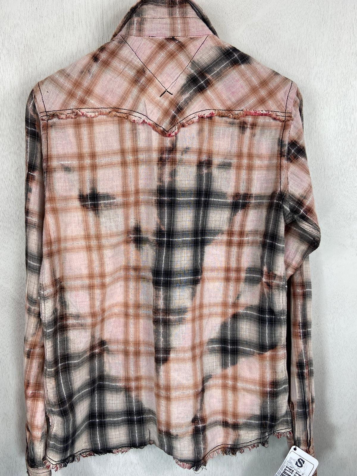 Vintage Western Style Black, White and Peach Lightweight Cotton Size Small