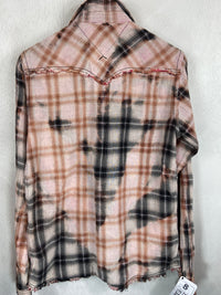 Vintage Western Style Black, White and Peach Lightweight Cotton Size Small