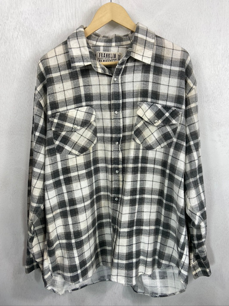 Vintage Western Style Grey and White Flannel Size XL