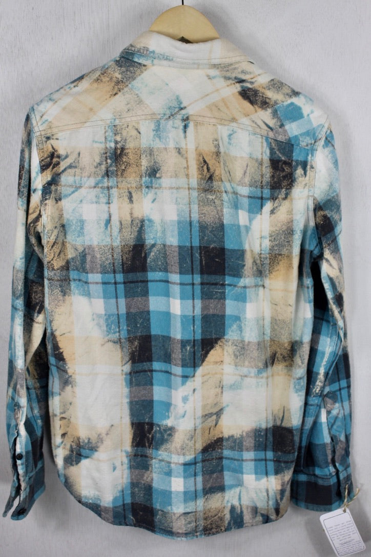 Vintage Ocean Blue and Cream Flannel Size Small