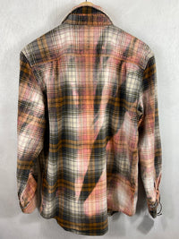 Vintage Grey, Pink, Brown and White Flannel Jacket Size Medium