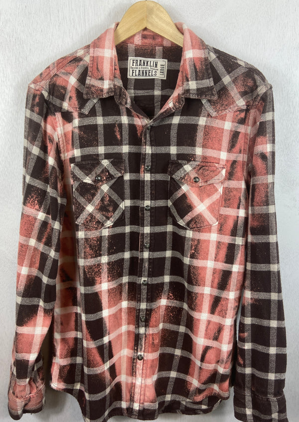 Vintage Western Style Rose, White and Chocolate Flannel Size Large