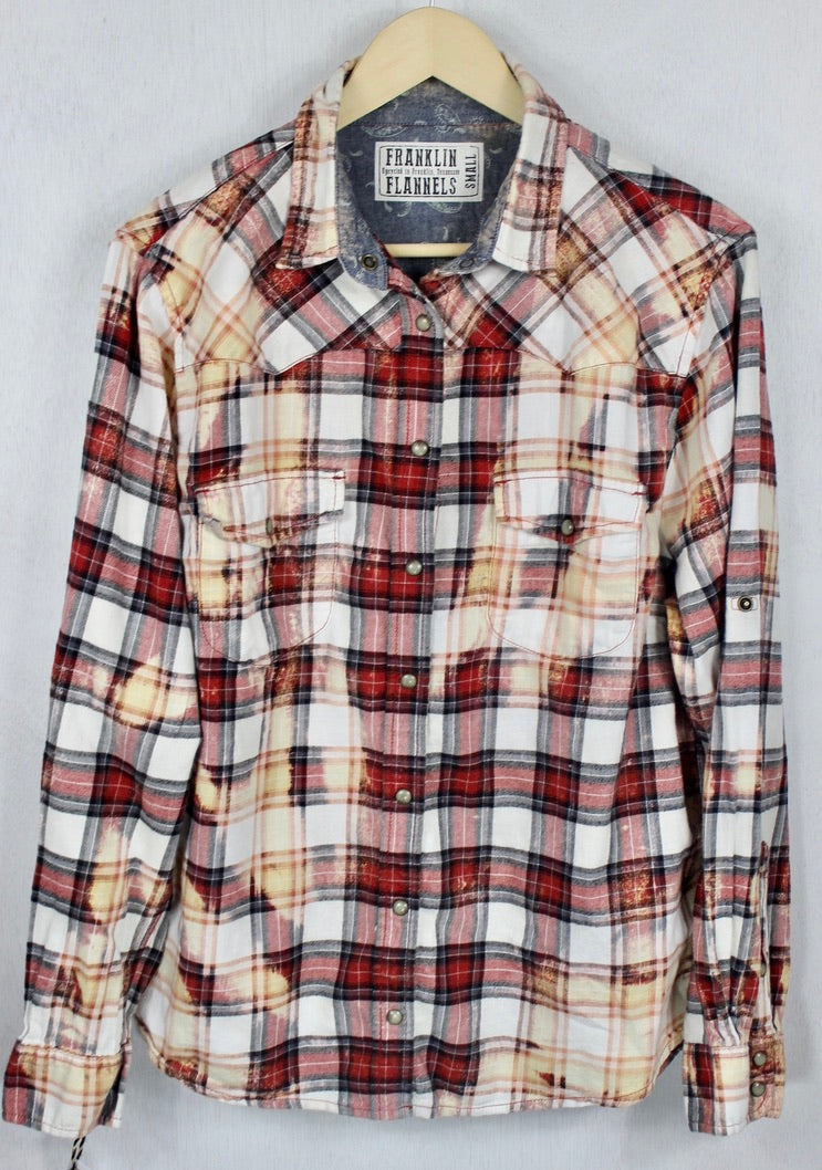 Vintage Western-cut Red, Black, White and Gold Flannel Size Small