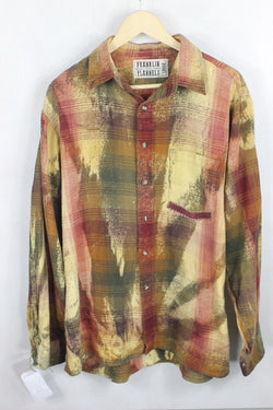 Vintage Rust, Yellow, and Red Flannel Size Large