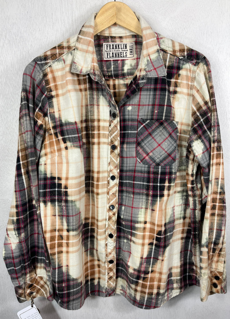 Vintage Grey, White, Red and Gold Flannel Size Small