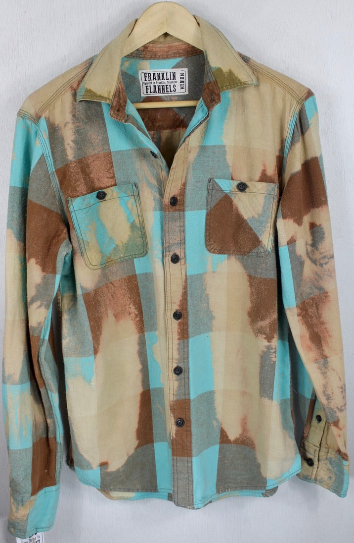 Vintage Turquoise, Sand and Chamois Flannel Size Medium