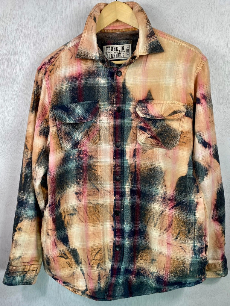Vintage Teal, Pink and Grey Flannel Jacket Size Medium