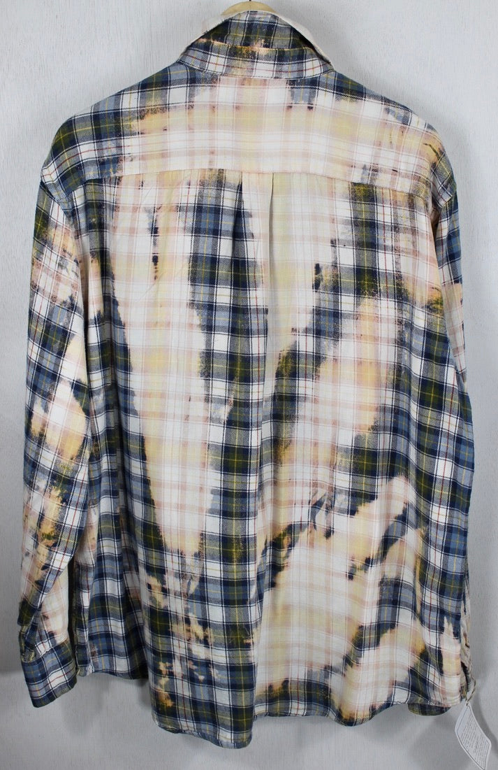 Vintage Blue, Peach, Yellow and White Flannel Size XL