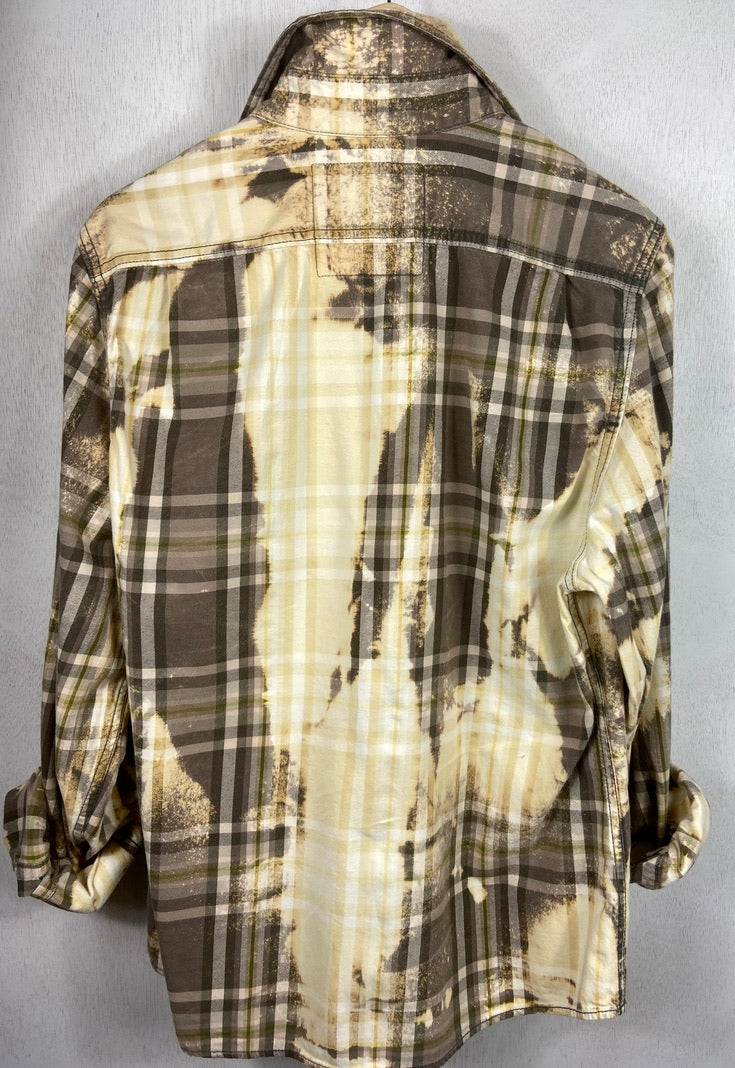 Vintage Taupe, Yellow and Army Green Flannel Size Small