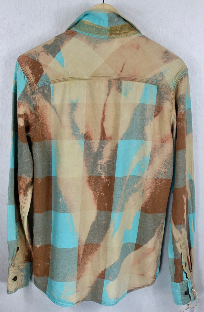 Vintage Turquoise, Sand and Chamois Flannel Size Medium