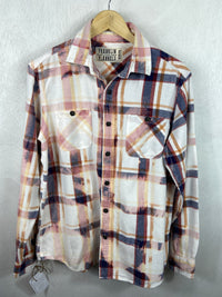 Vintage Navy Blue, Pink, Yellow and White Flannel Size Medium
