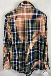 Vintage Navy Blue, Army Green and Dusty Rose Flannel Size Medium