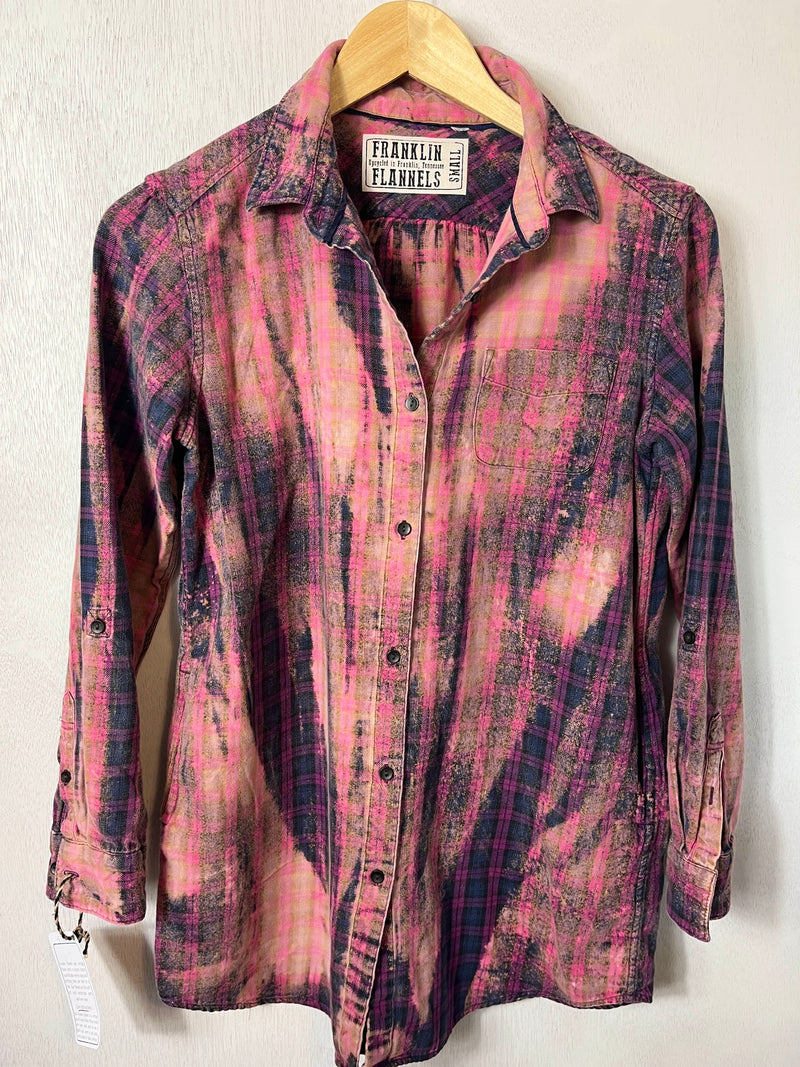 Vintage Pink, Purple and Black Flannel Size Small