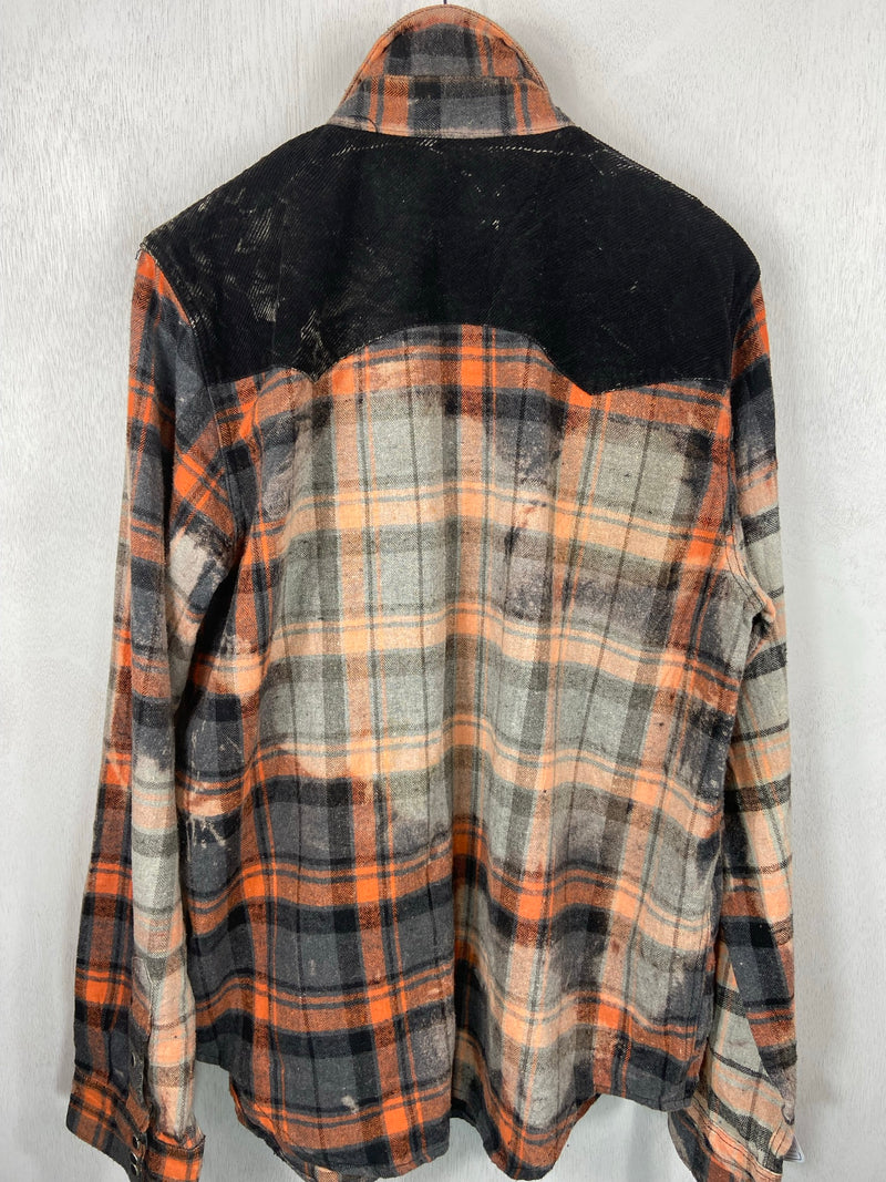 Vintage Western Style Black, Orange and Taupe Flannel Jacket Size XL