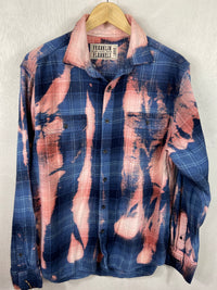 Vintage Navy Blue and Pink Flannel Size Large