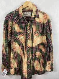 Vintage Green, Light Yellow and Red Flannel Jacket Size XL