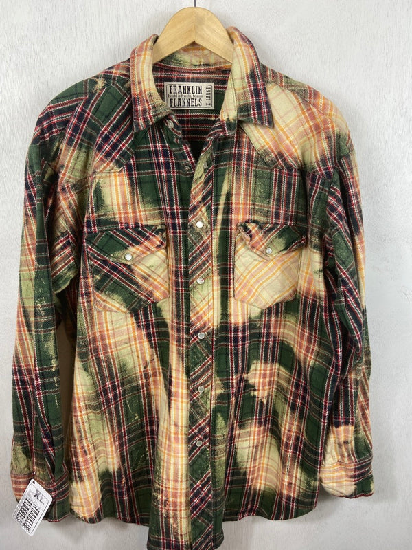 Vintage Green, Light Yellow and Red Flannel Jacket Size XL