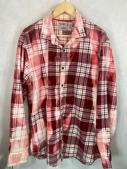Vintage Burgundy, PInk and White Flannel Size Large