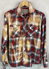 Vintage Red, Navy, White and Gold Flannel Size Small