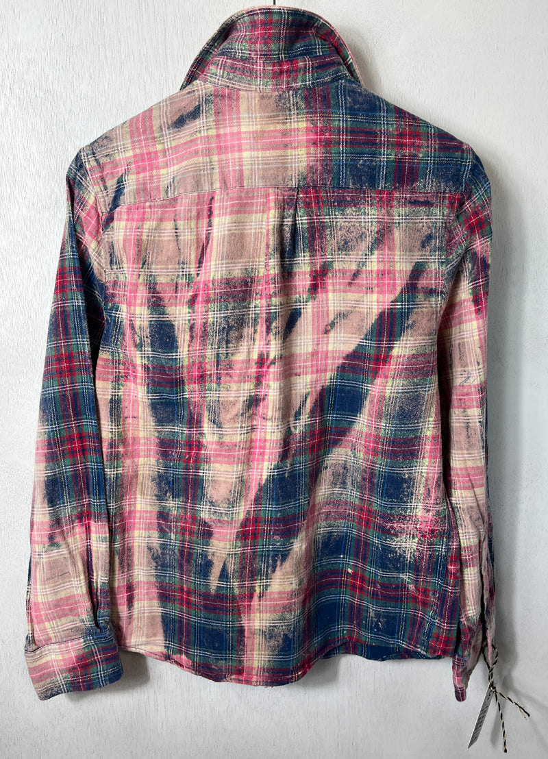 Vintage Blue, Red, Pink and Teal Flannel Size Small