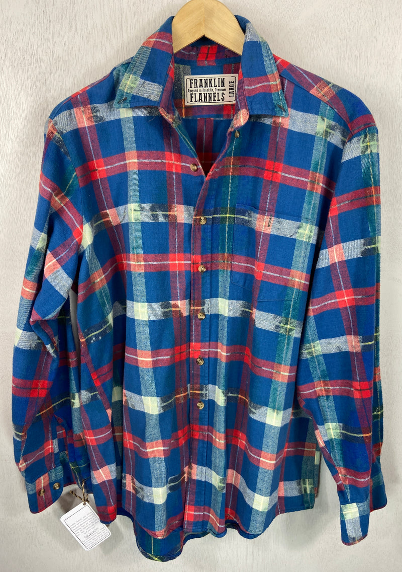 Vintage Royal Blue, Red and White Flannel Size Large