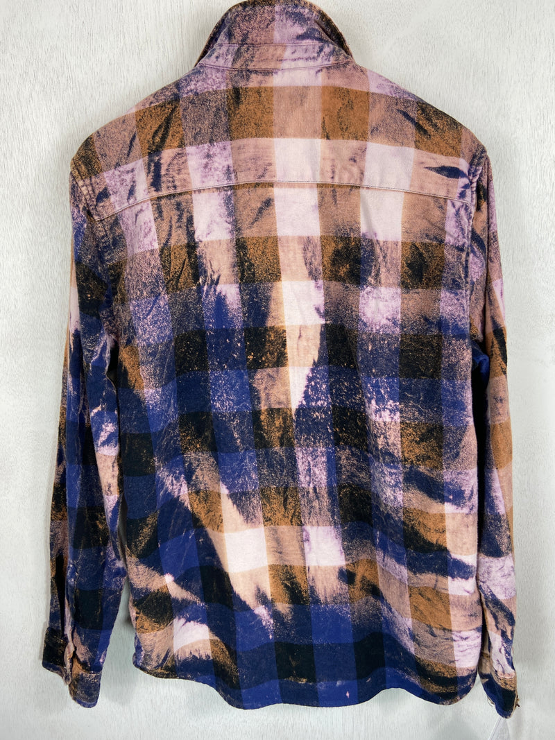 Vintage Blue, Lavender, Peach and Rust Flannel Size Medium