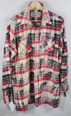Vintage Cherry Red, Black, Blue and White Flannel Size XL