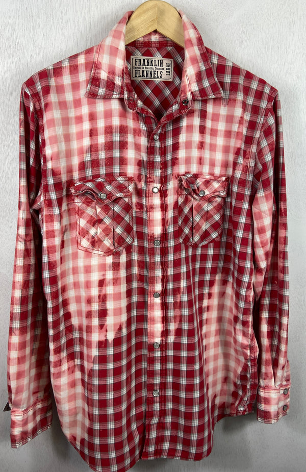 Vintage Western Style Red, White and Pink Lightweight Cotton Size Large