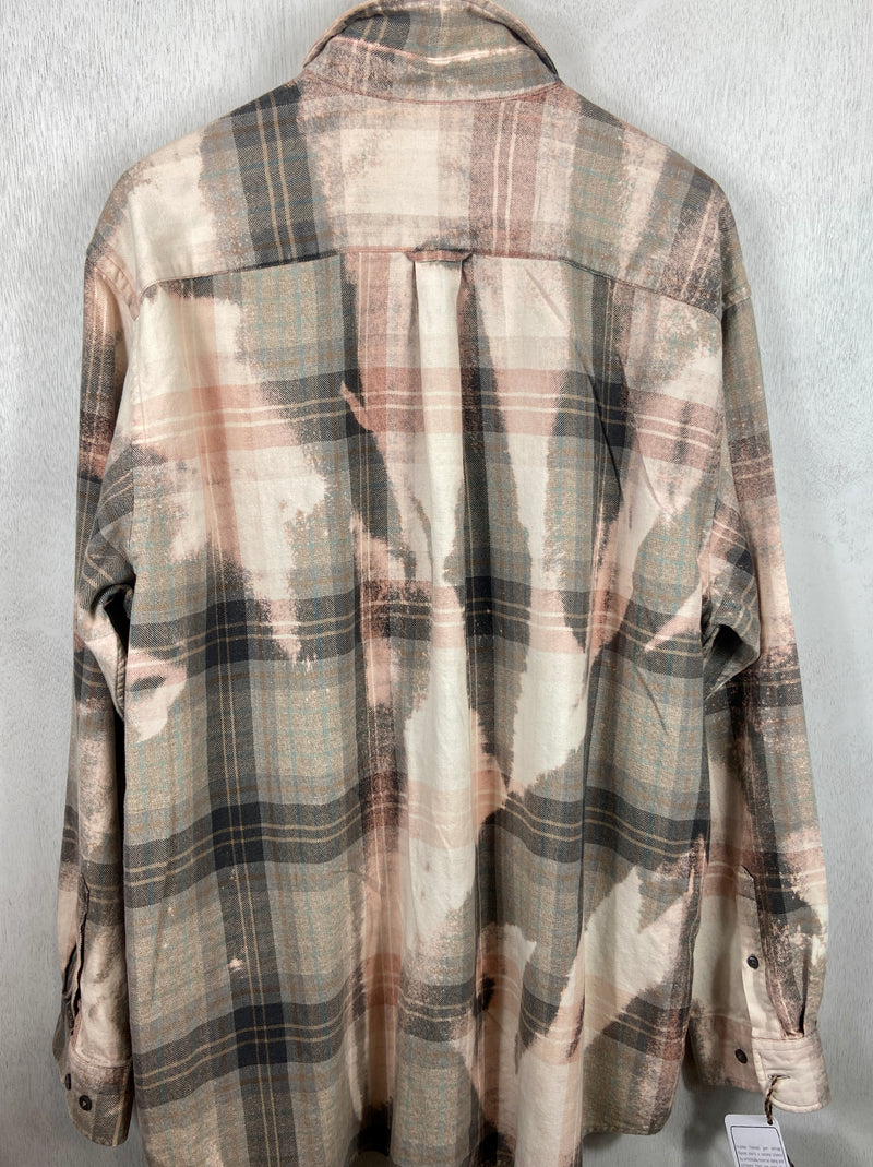 Vintage Grey, Camel and Pink Flannel Size XL