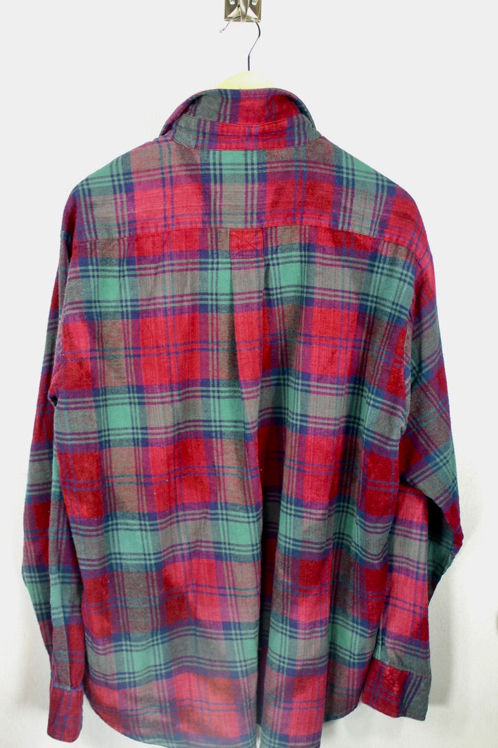 Vintage Deep Red and Dark Green Flannel Size Large